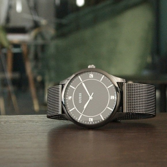 Guess Men's GW0069G3 Riley Horloge Black Quartz Watch w/ Mesh Bracelet - Picture 1 of 2